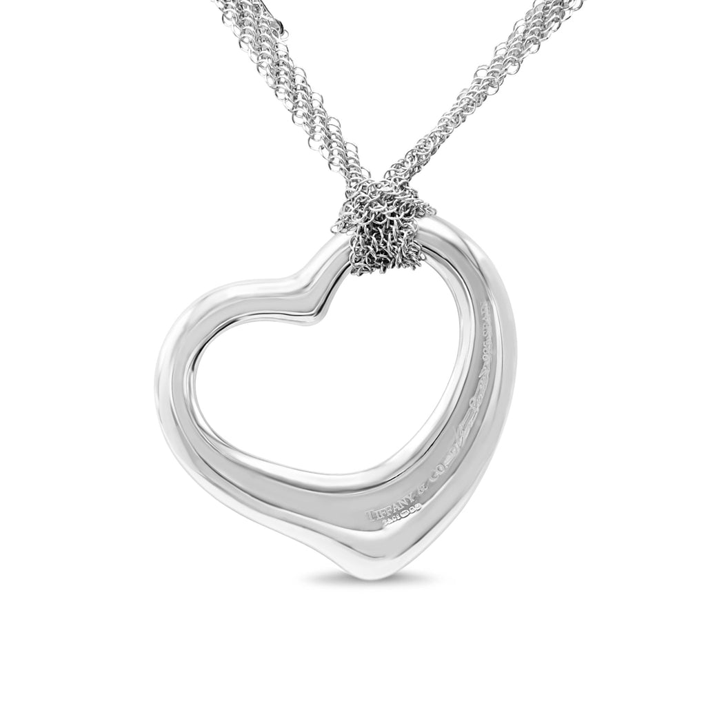 used Tiffany Elsa Peretti Open Heart Pendant On Mesh Necklace