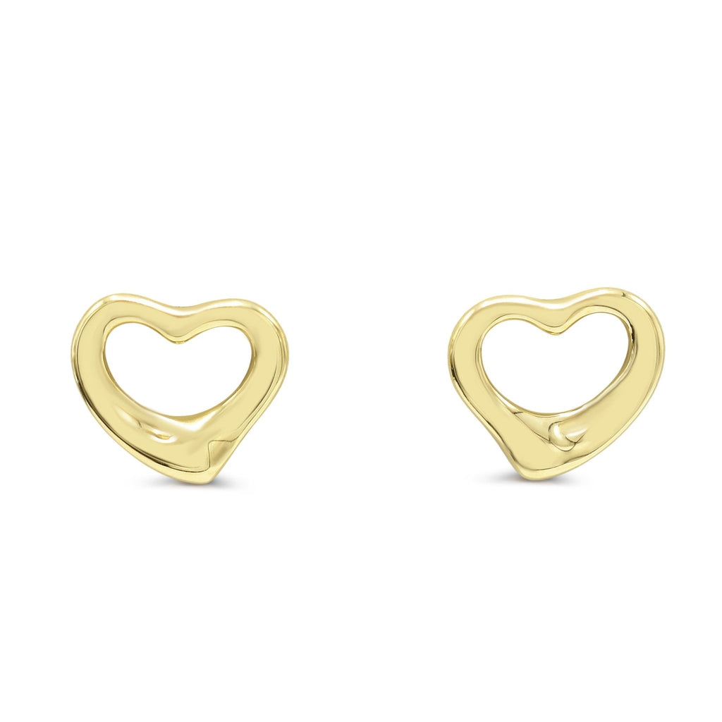 used Tiffany Elsa Peretti Open Heart Stud Earrings Yellow, 11mm