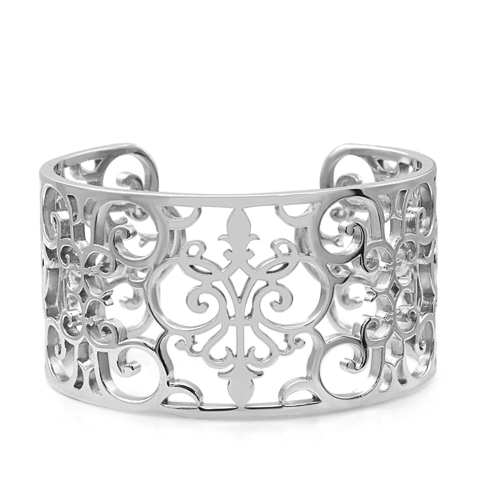used Tiffany Enchant Pieced Fancy Cuff Bangle - Sterling Silver