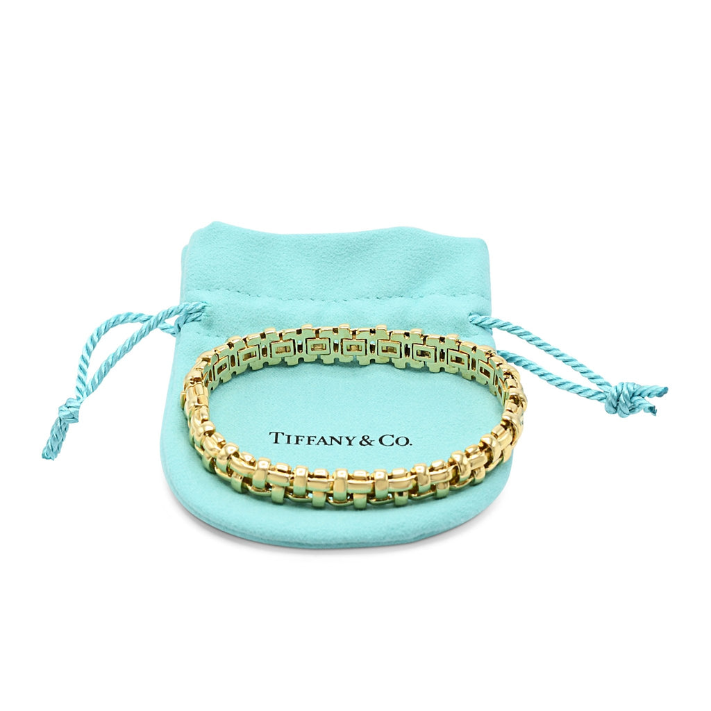 used Tiffany Flexible Woven Link Design Bracelet - 18ct Yellow Gold