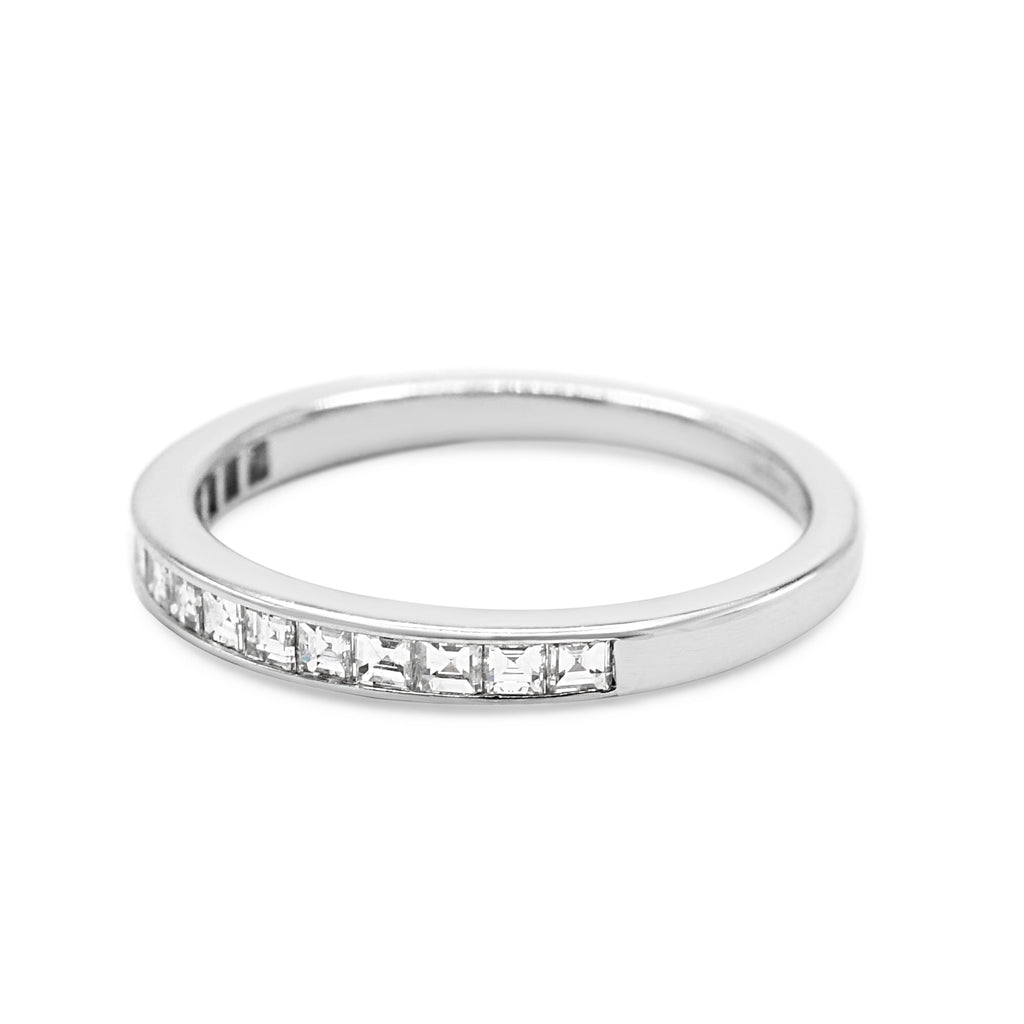 used Tiffany Half Hoop Channel Set Square Diamond Ring - Platinum