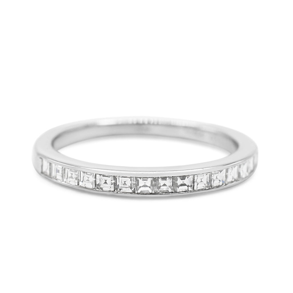 used Tiffany Half Hoop Channel Set Square Diamond Ring - Platinum