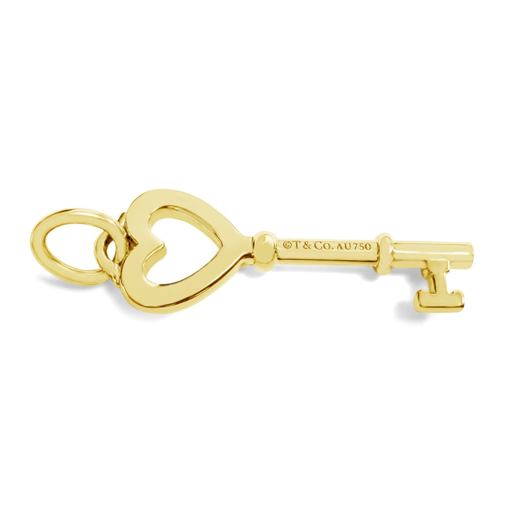 used Tiffany Heart Design Key Pendant - 18ct Yellow Gold