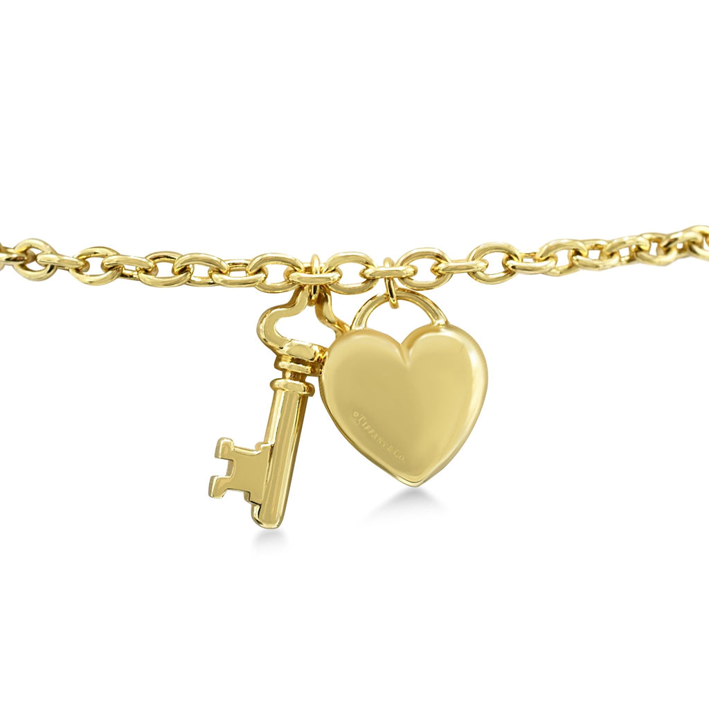 used Tiffany Heart & Padlock 6.5" Bracelet - 18ct Yellow Gold