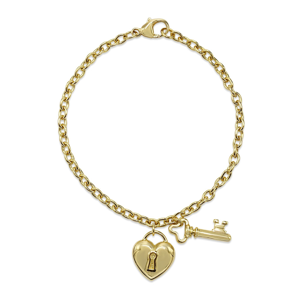 used Tiffany Heart & Padlock 6.5" Bracelet - 18ct Yellow Gold