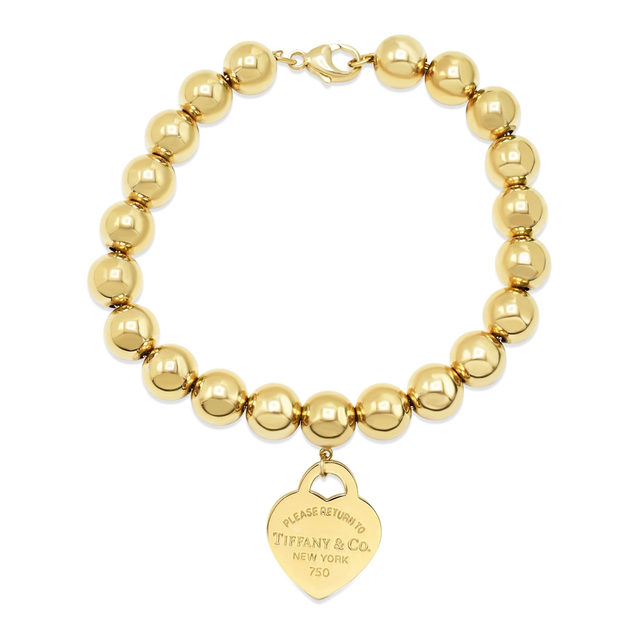 Pre-Owned Tiffany Heart Tag Ball Bracelet 18ct Gold I S&R - Main Image