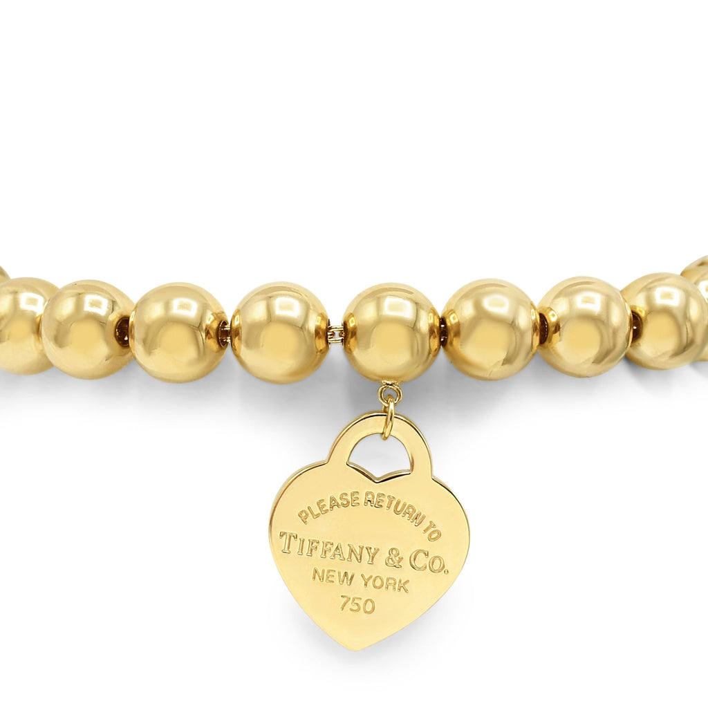 used Tiffany Heart Tag Ball Bracelet - 18ct Yellow Gold