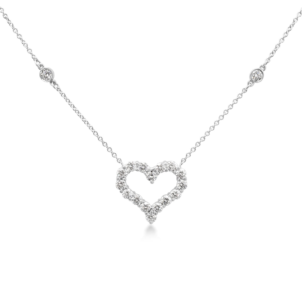 used Tiffany Hearts Diamond Pendant To A Diamond 16" Necklace