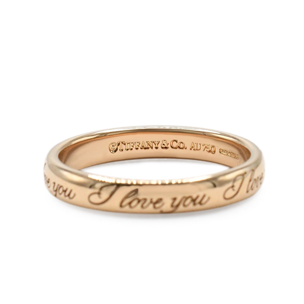 used Tiffany 'I LOVE YOU' Motif Wedding Band Ring - 18ct Yellow Gold