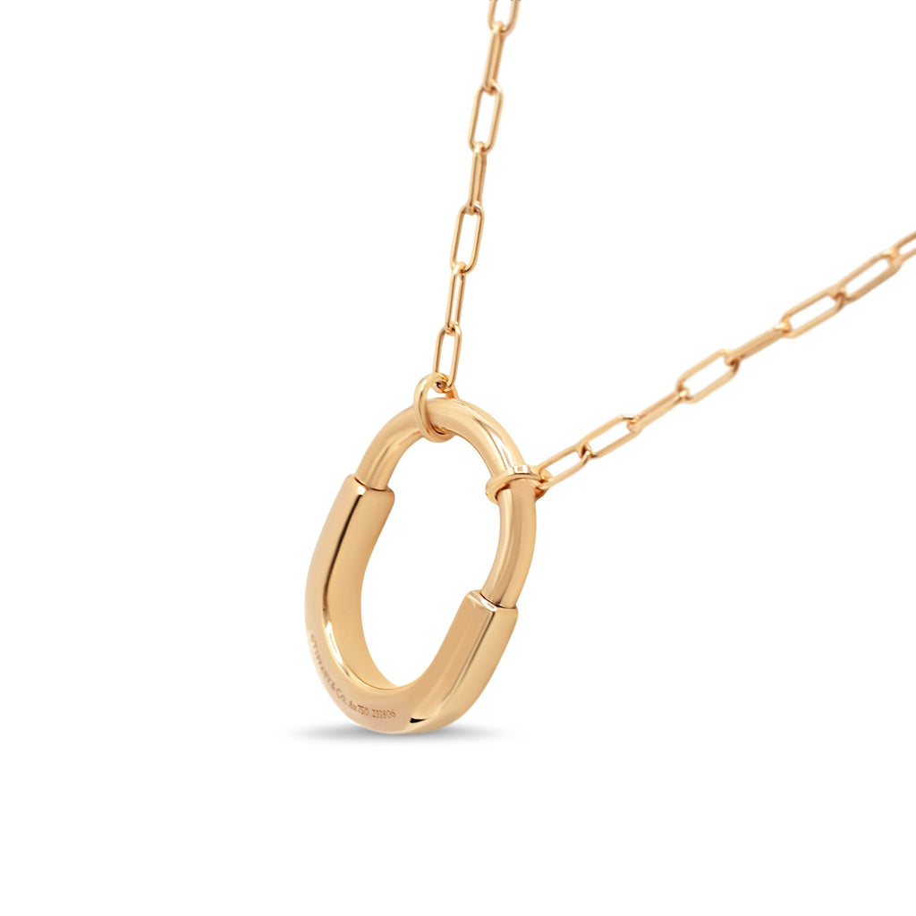 used Tiffany Lock Pendant, Size Medium On 18" Necklace - 18ct Rose Gold