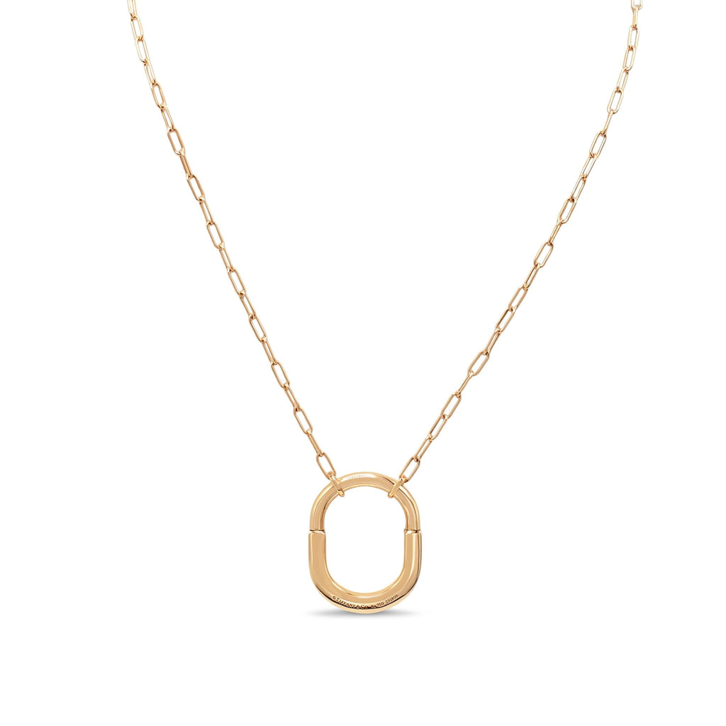 used Tiffany Lock Pendant, Size Medium On 18" Necklace - 18ct Rose Gold