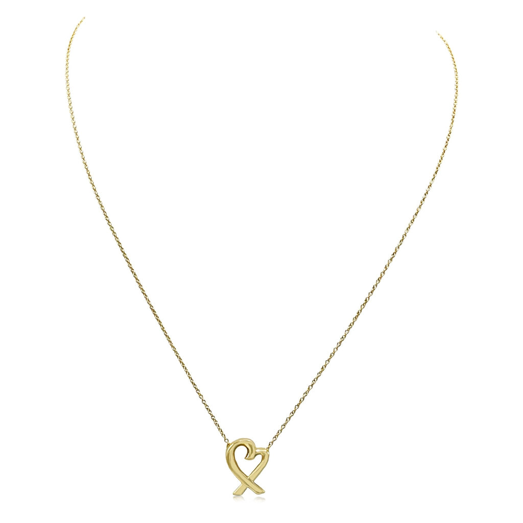 used Tiffany Paloma Picasso Loving Heart Pendant Necklace -18ct Yellow Gold