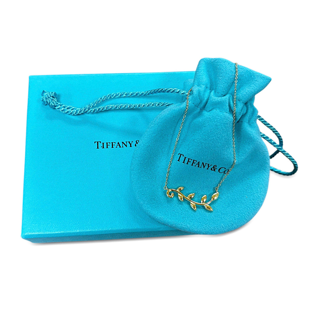 used Tiffany Paloma Picasso Olive Leaf Vine Pendant Necklace In Yellow