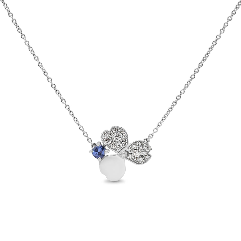 used Tiffany Paper Flower Diamond & Tanzanite Pendant Necklace