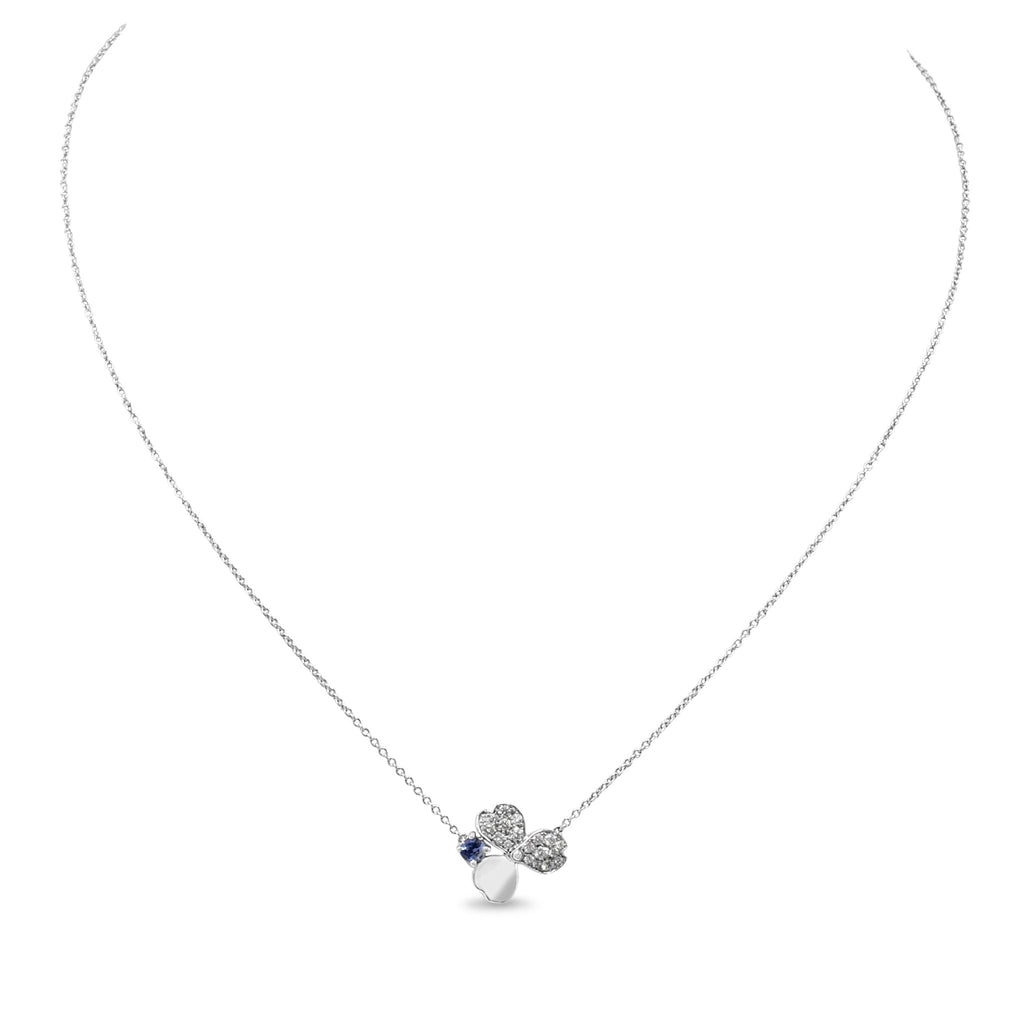 used Tiffany Paper Flower Diamond & Tanzanite Pendant Necklace