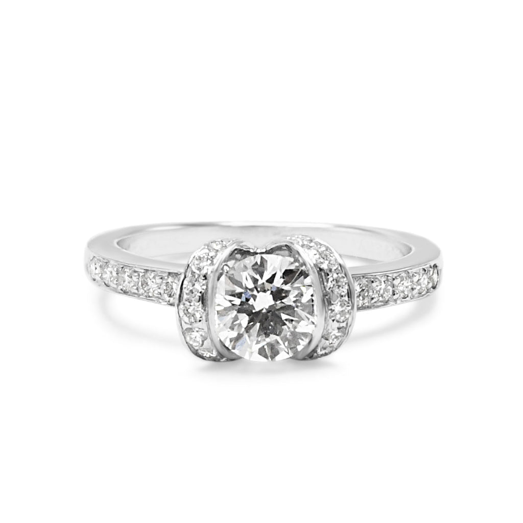 used Tiffany Ribbon Certificated Diamond Solitaire Engagement Ring - Platinum