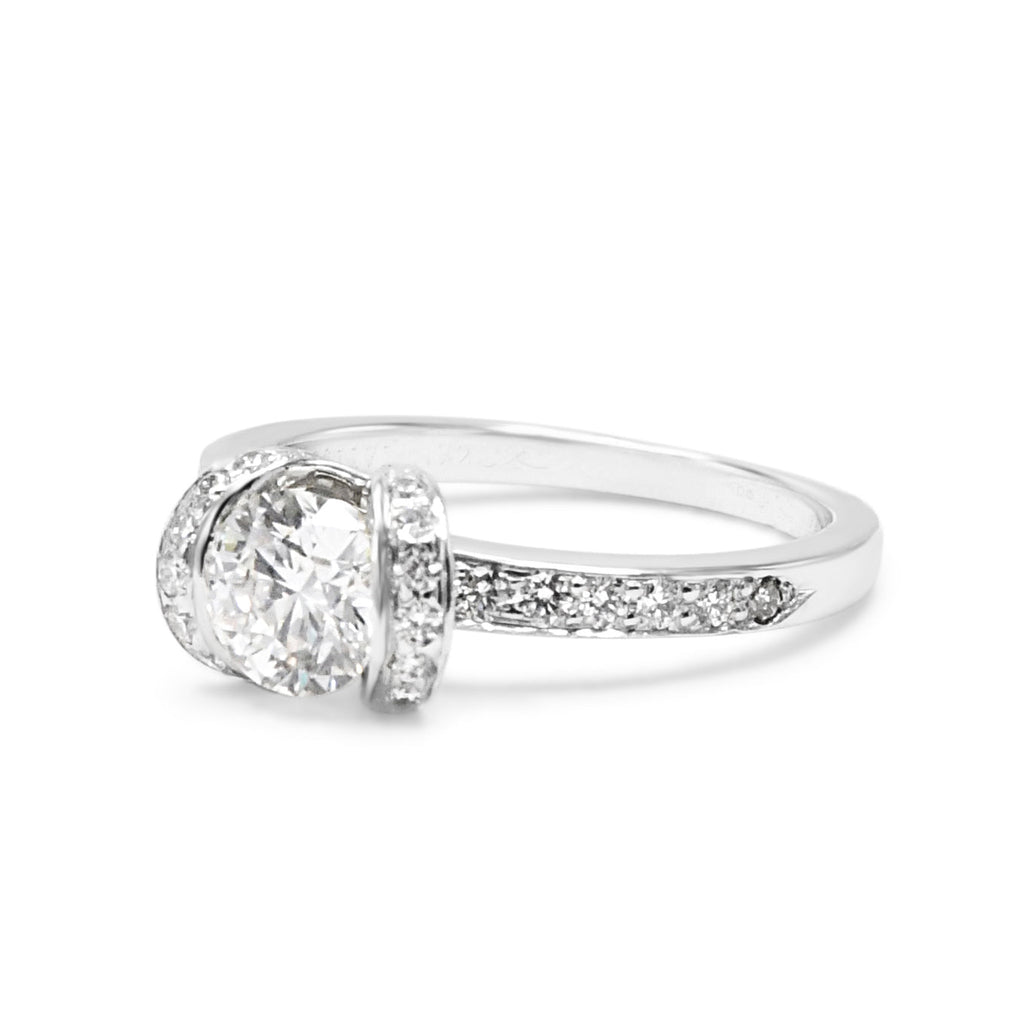used Tiffany Ribbon Certificated Diamond Solitaire Engagement Ring - Platinum