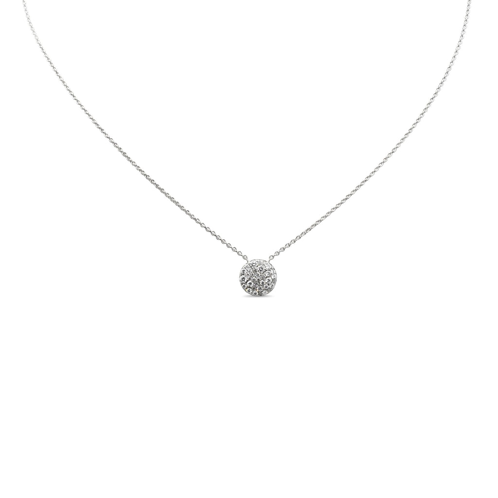 used Tiffany Round Pave Diamond Set Pendant Necklace - 18ct White Gold
