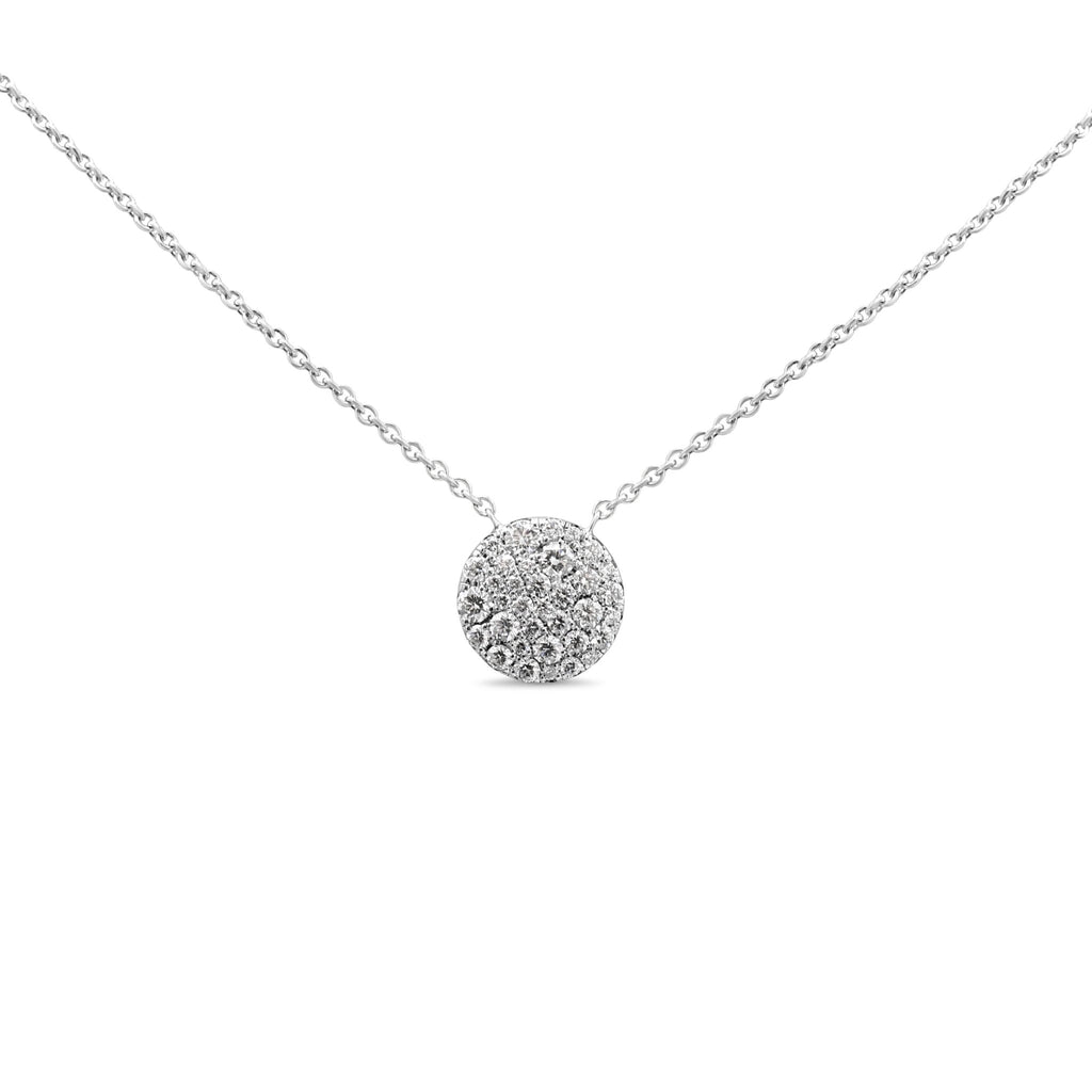 used Tiffany Round Pave Diamond Set Pendant Necklace - 18ct White Gold
