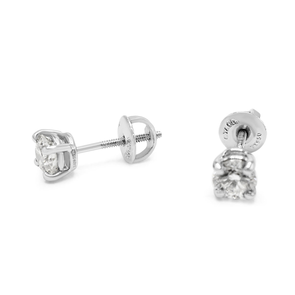 used Tiffany Solitaire Brilliant Cut Diamond Stud Earrings - Platinum