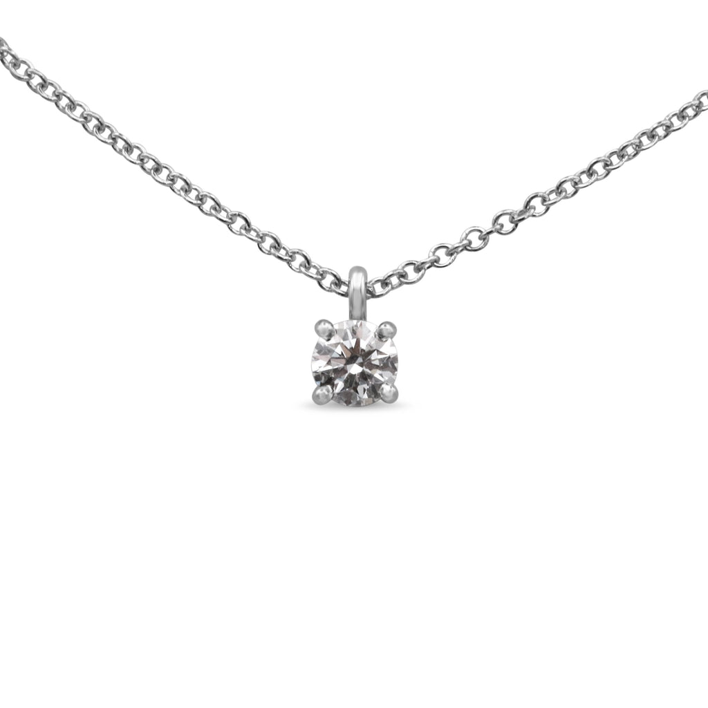 used Tiffany Solitaire Diamond Pendant Necklace - Platinum