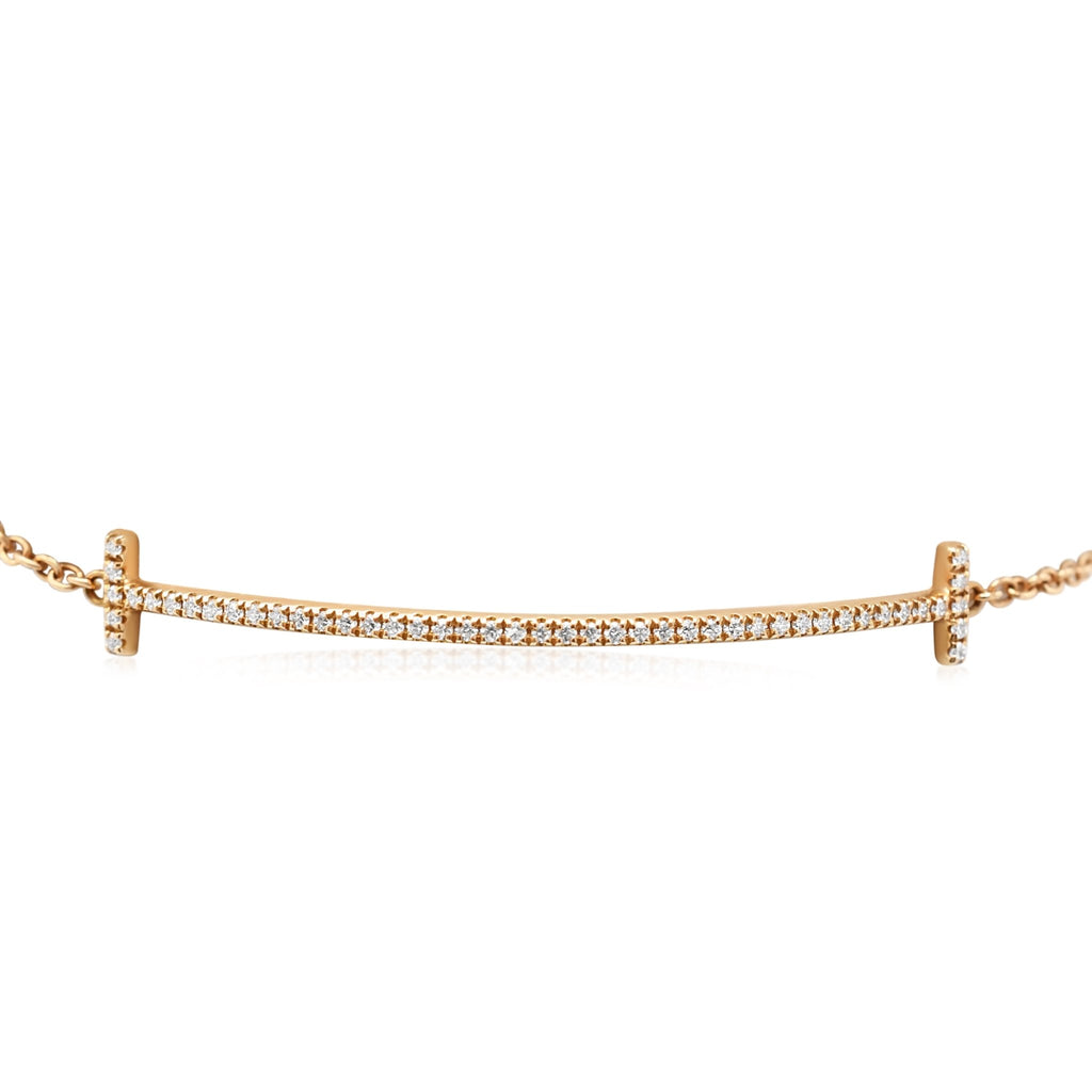 used Tiffany T Smile Diamond Bracelet Medium - 18ct Rose Gold