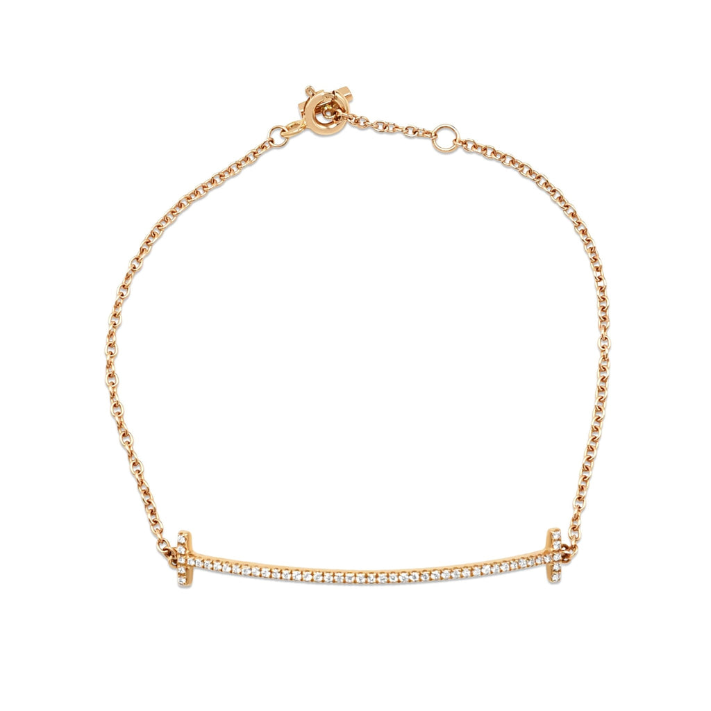 used Tiffany T Smile Diamond Bracelet Medium - 18ct Rose Gold