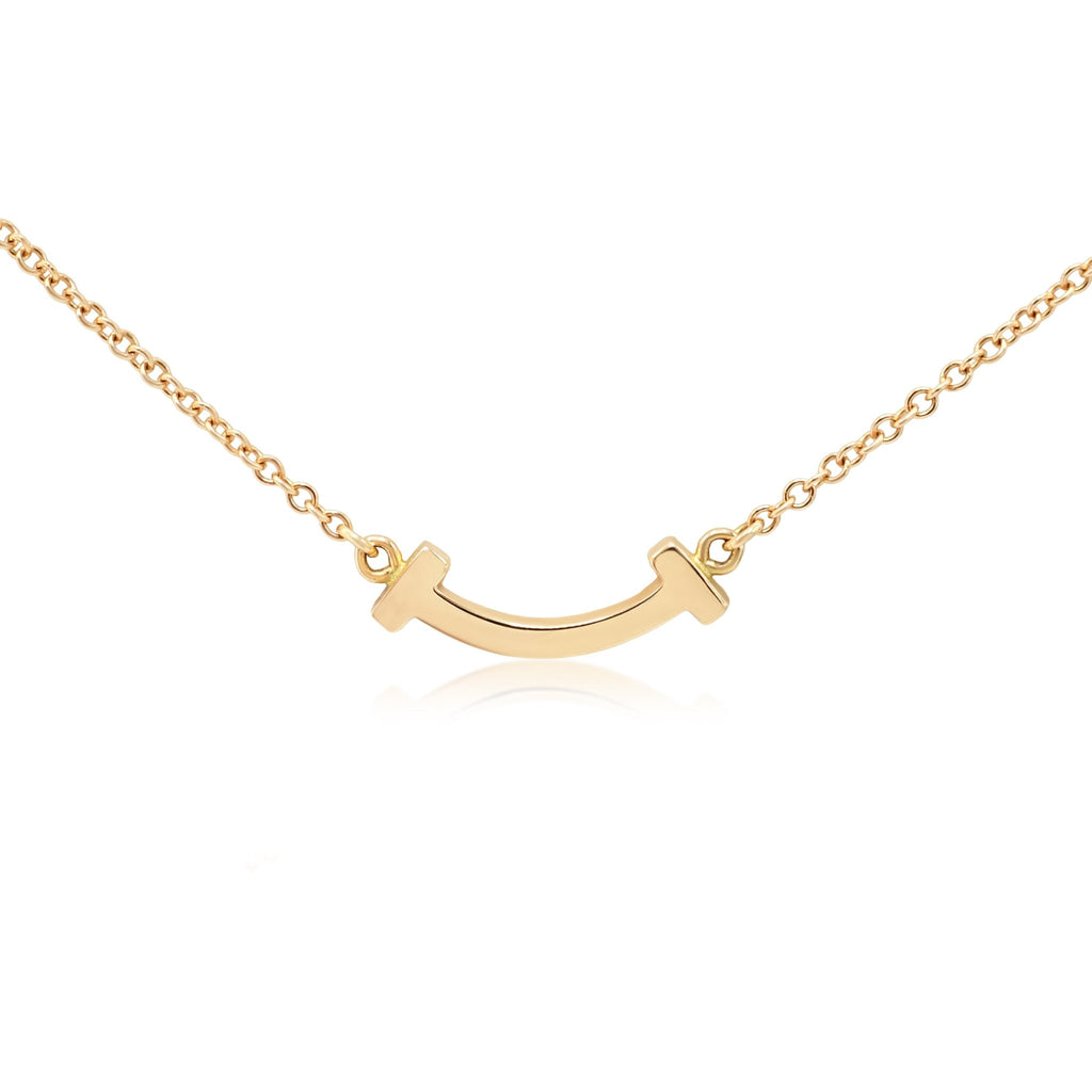 used Tiffany T Smile Pendant Necklace, Mini - 18ct Rose Gold