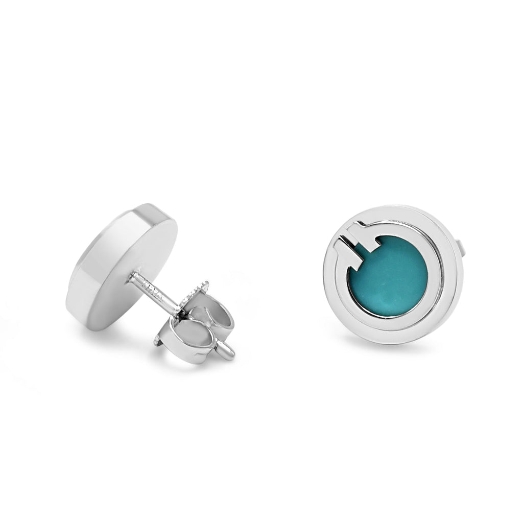 used Tiffany T Turquoise Circle Earrings, Turquoise - 18ct White Gold