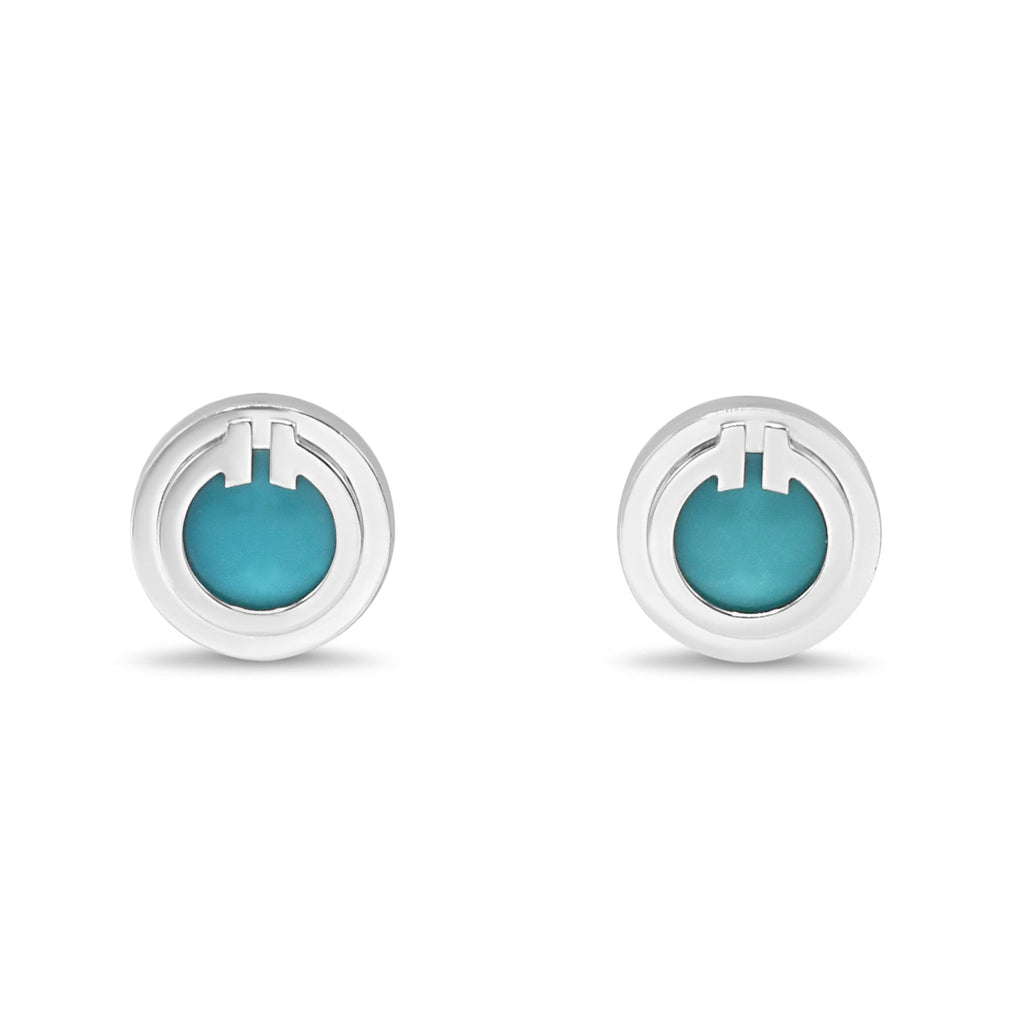 used Tiffany T Turquoise Circle Earrings, Turquoise - 18ct White Gold