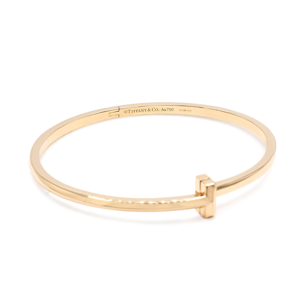 used Tiffany T1 Narrow Hinged Bangle, Medium - 18ct Yellow Gold