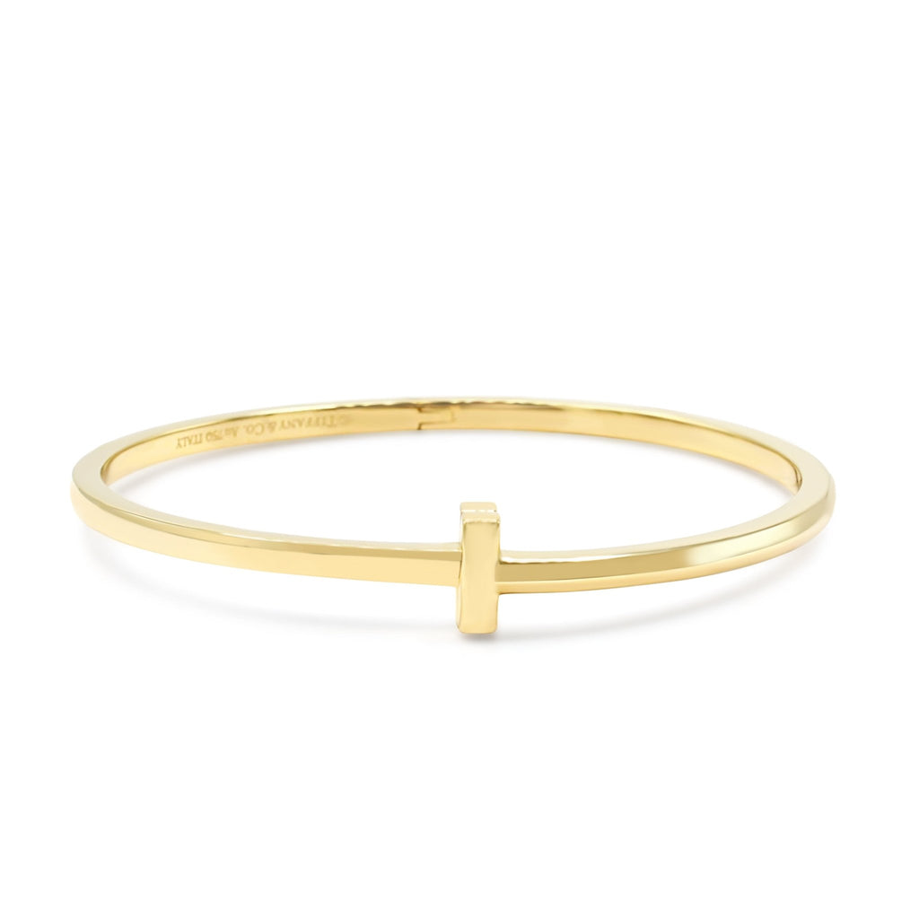 used Tiffany T1 Narrow Hinged Bangle, Medium - 18ct Yellow Gold