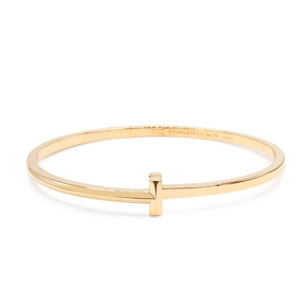 used Tiffany T1 Narrow Hinged Bangle, Medium - 18ct Yellow Gold