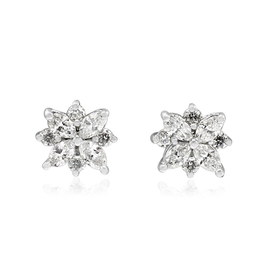 used Tiffany Victoria Diamond Cluster Earrings - Platinum