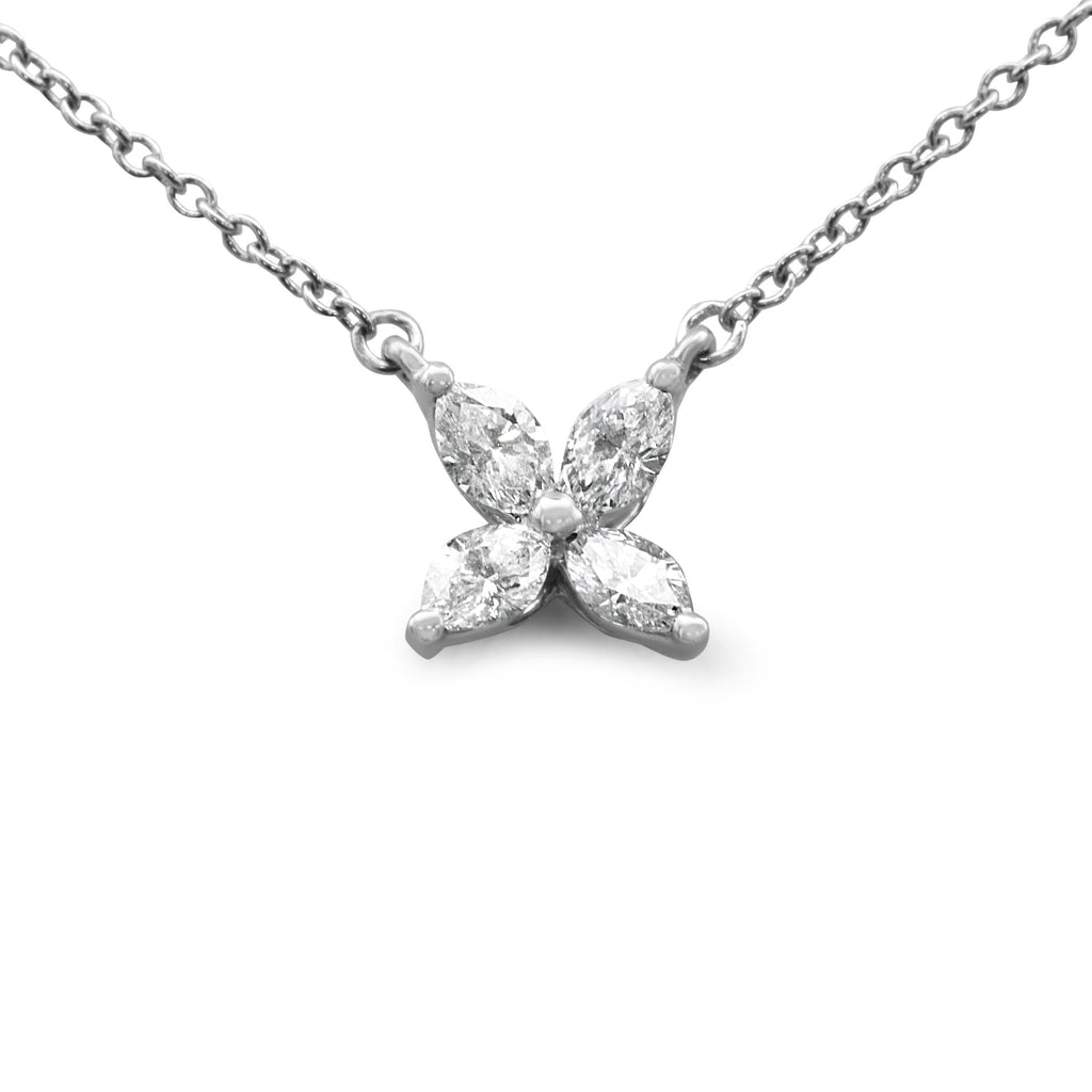 used Tiffany Victoria Small Diamond Pendant On 16" Necklace - Platinum