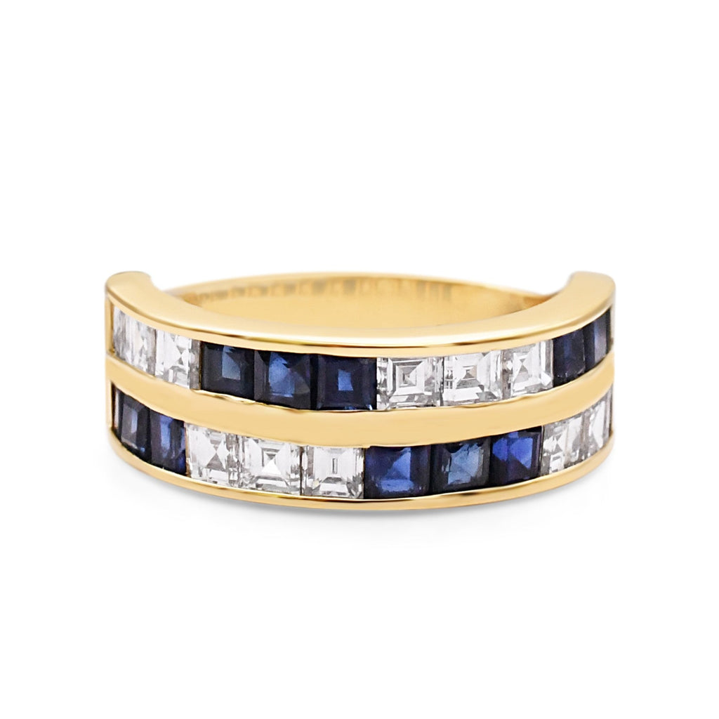 used Two Row Sapphire And Diamond Ring - 18ct Yellow Gold
