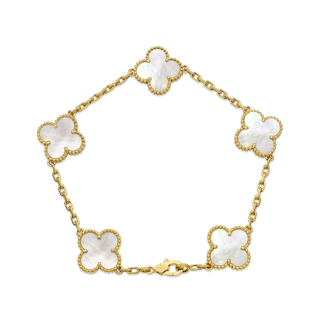 used Van Cleef & Arpels Alhambra 5 Motifs Bracelet - 18ct Yellow Gold MOP