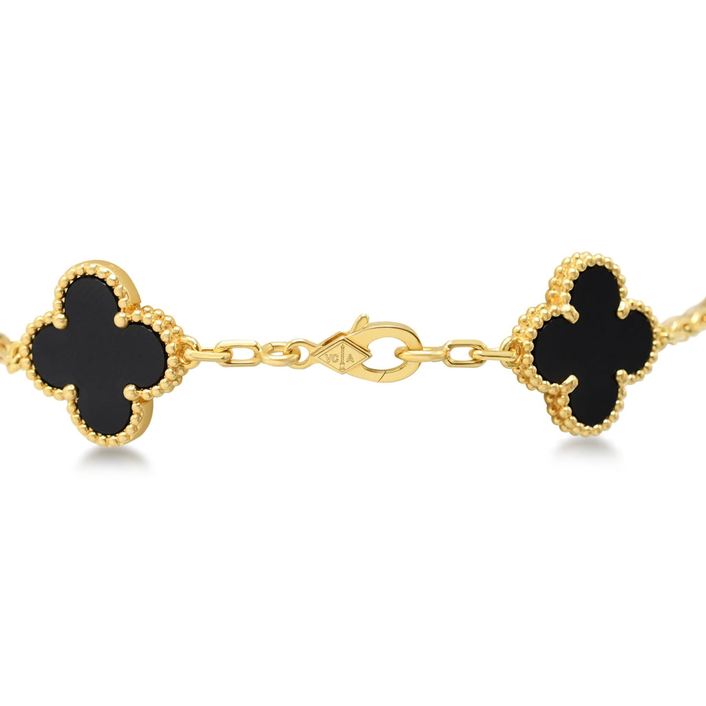 used Van Cleef & Arpels Alhambra Onyx 5 Motifs Bracelet - 18ct Yellow Gold