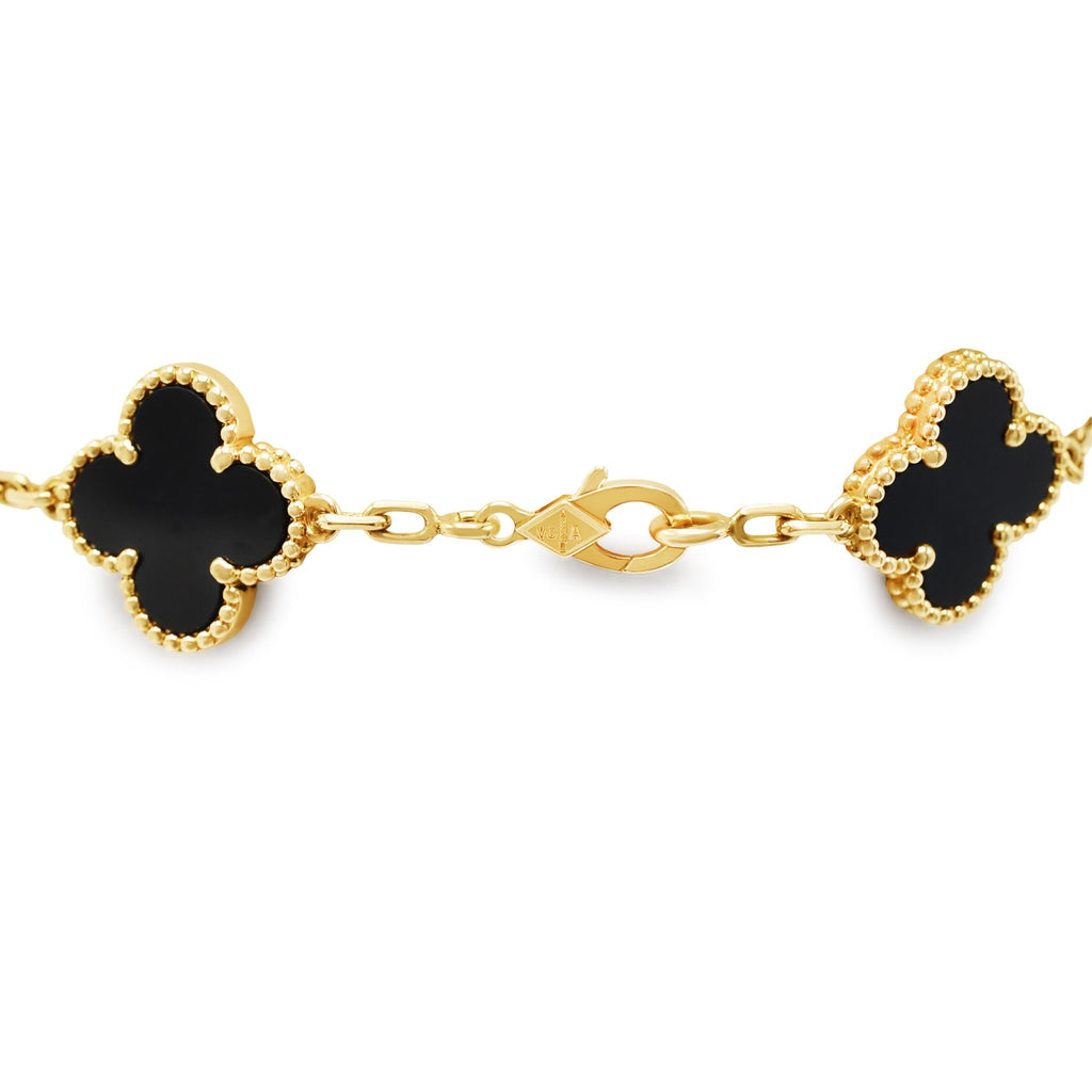 used Van Cleef & Arpels Alhambra Onyx 5 Motifs Bracelet - 18ct Yellow Gold