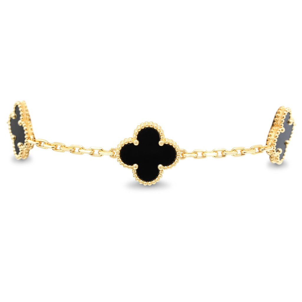 used Van Cleef & Arpels Alhambra Onyx 5 Motifs Bracelet - 18ct Yellow Gold