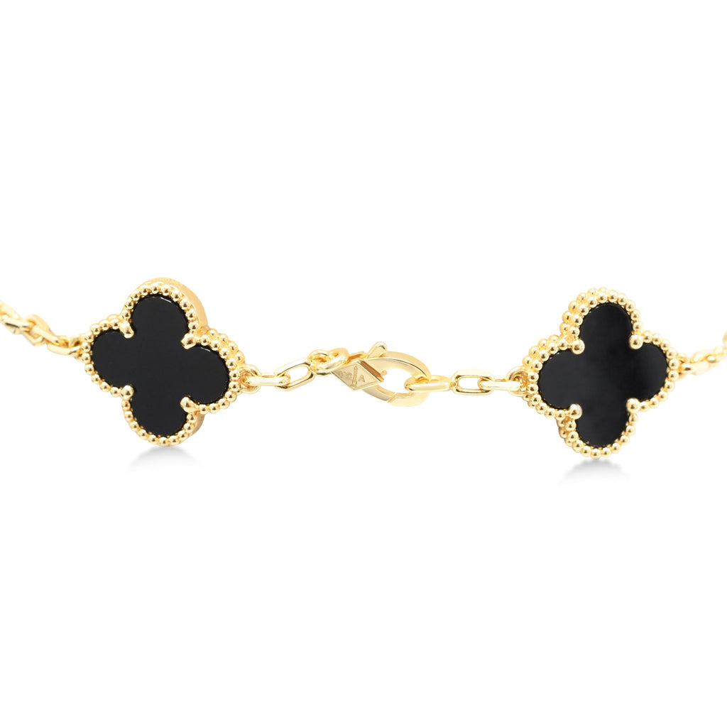 used Van Cleef & Arpels Alhambra Onyx 5 Motifs Bracelet - 18ct Yellow Gold