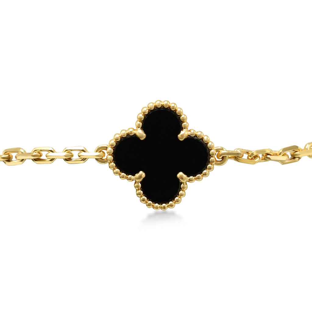 used Van Cleef & Arpels Alhambra Onyx 5 Motifs Bracelet - 18ct Yellow Gold