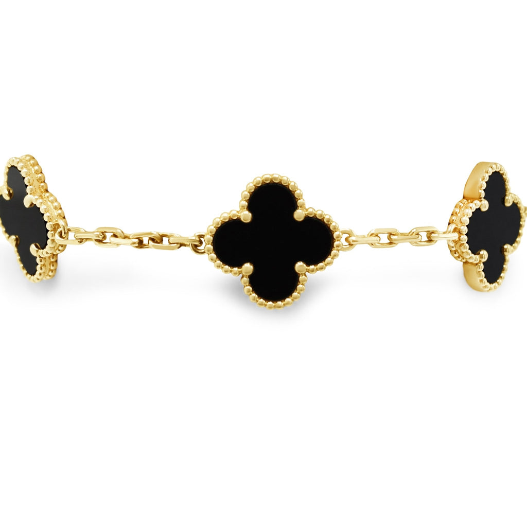used Van Cleef & Arpels Alhambra Onyx 5 Motifs Bracelet - 18ct Yellow Gold