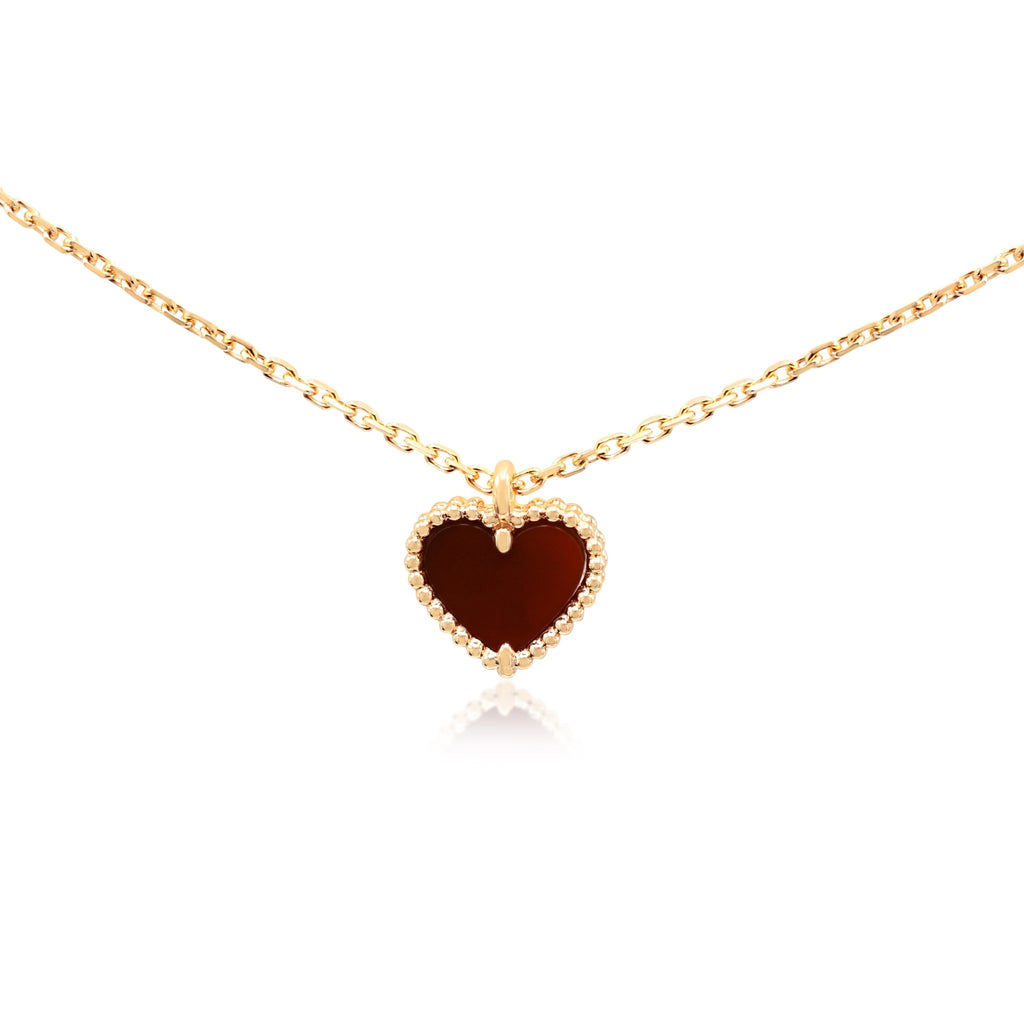 used Van Cleef & Arpels Carnelian Sweet Hearts Necklace - 18ct Rose Gold