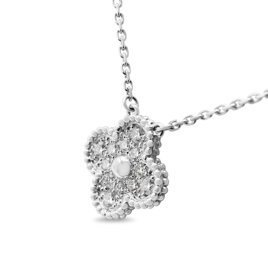 used Van Cleef & Arpels Diamond Vintage Alhambra Pendant Necklace