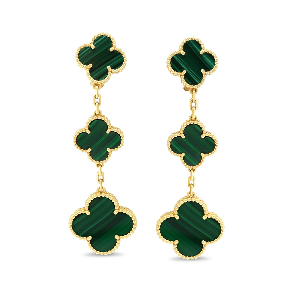 used Van Cleef & Arpels Magic Alhambra Malachite Earrings, 3 Motifs