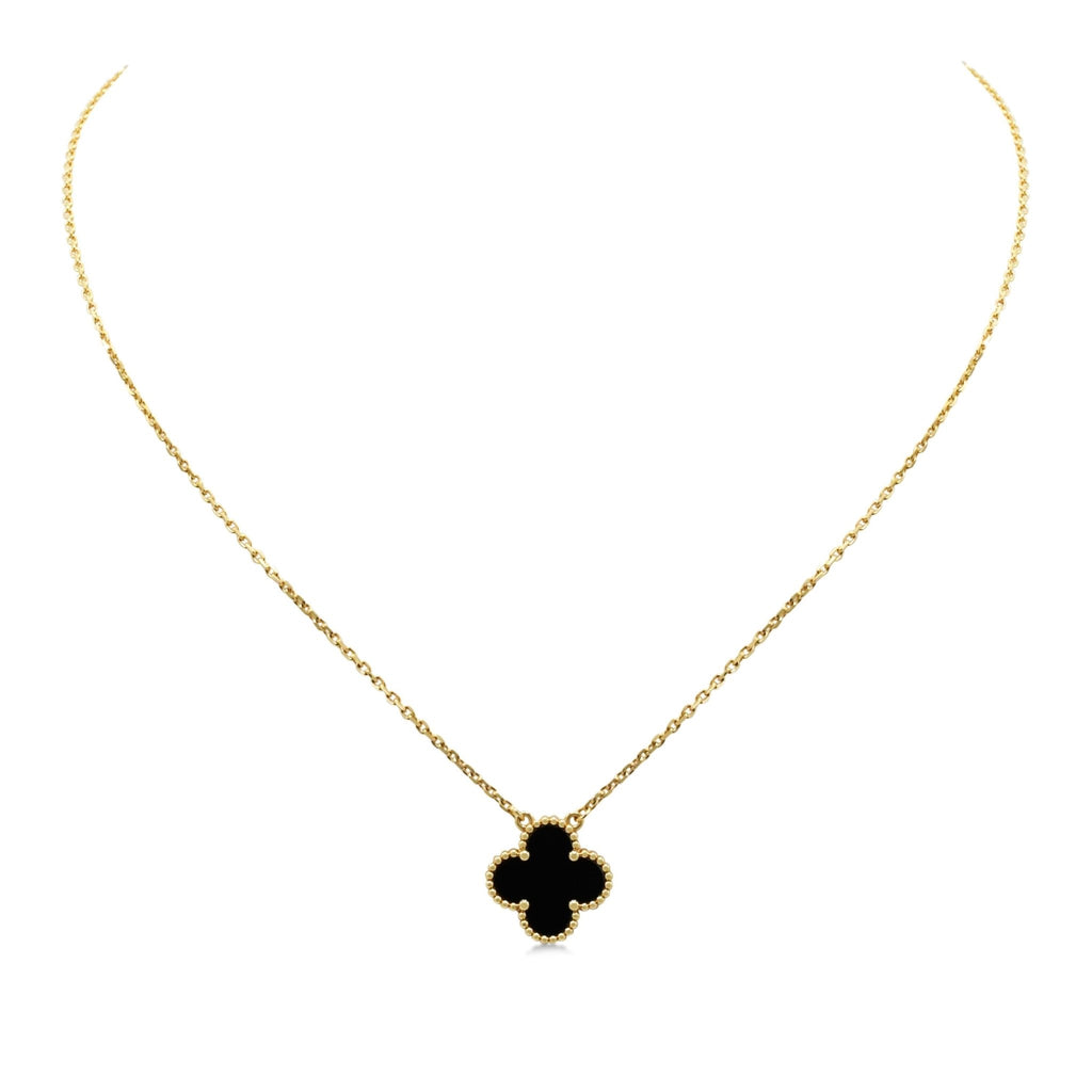 used Van Cleef & Arpels Onyx Vintage Alhambra Pendant Necklace