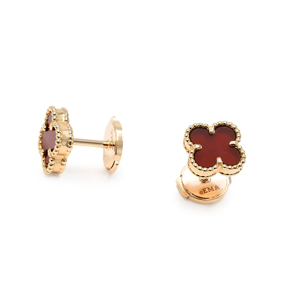 used Van Cleef & Arpels Sweet Alhambra Carnelian Earstuds - 18ct Rose Gold