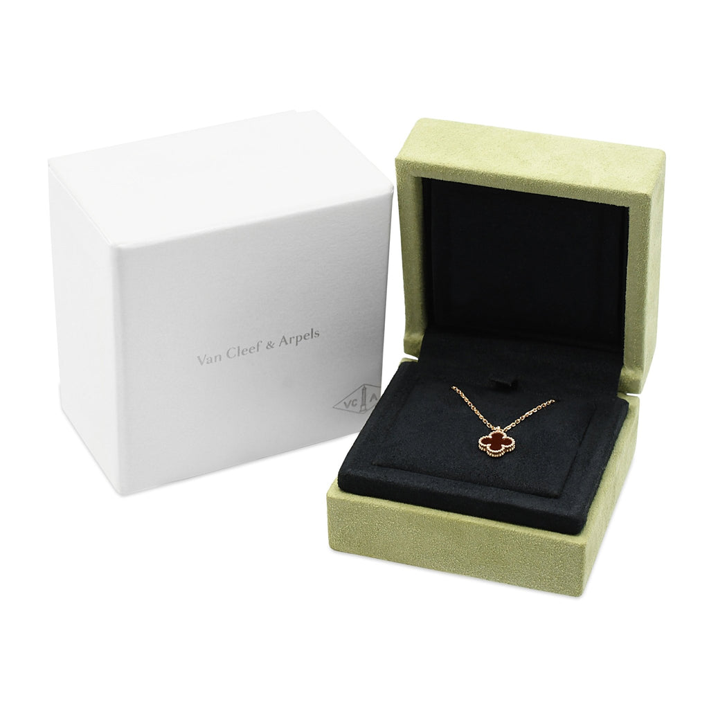 used Van Cleef & Arpels Sweet Alhambra Carnelian Necklace - 18ct Rose Gold