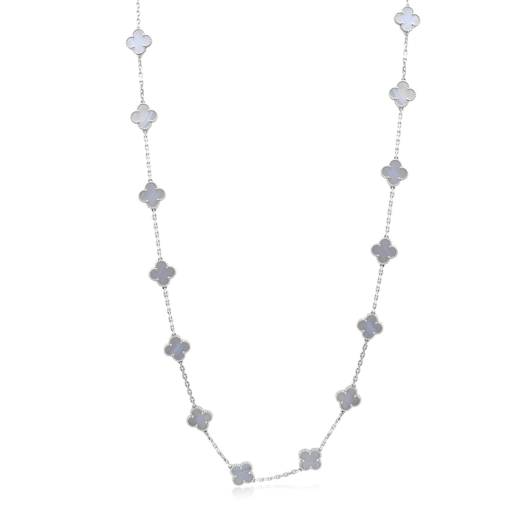 used Van Cleef & Arpels Vintage Alhambra Chalcedony long necklace 20 motifs
